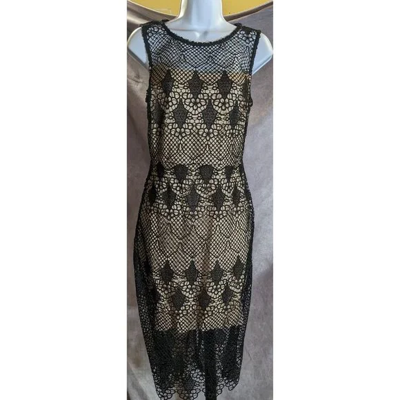 Bisou Bisou Dresses | Bisou Bisou Lace Over Nude Dress | Color: Black/Cream | Size: 8 | Glittershriek's Closet